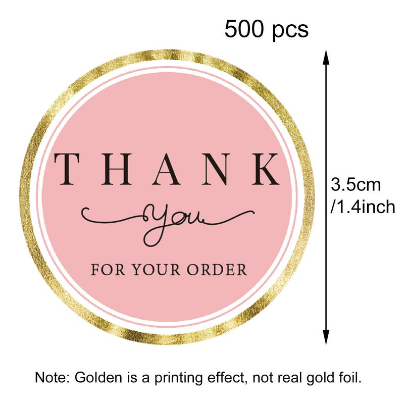 Mr.Mug 500 Thank You for Your Order Stickers, Chic Pink Thank You Stickers For Small Business, Thank You for Your Business Label Stickers, 1.4 Inches Thank You Stickers Roll. - Image 2